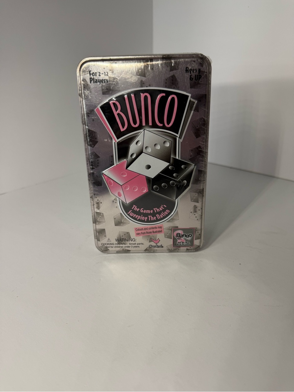 Bunco Dice Game Tin - Pink, Black & Silver